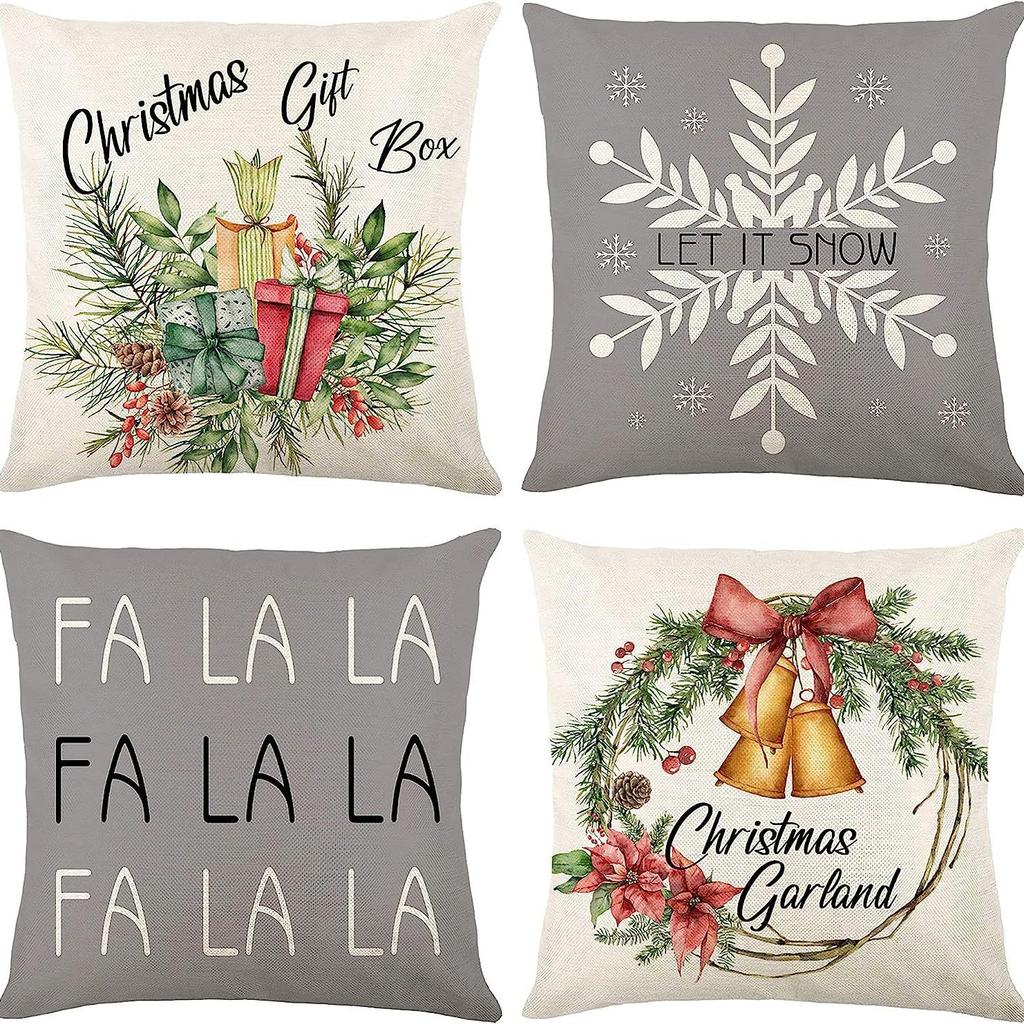 New Christmas Combination Pillowcase Christmas Hat Bell Dwarf Pillowcase Home Holiday Decoration Cushion Cover