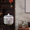 Jingdezhen Ceramic Enamel Tea Jar with Lid Antique Style Sealed Storage Utensils for Pu'er Tea Household Kitchen Caddy