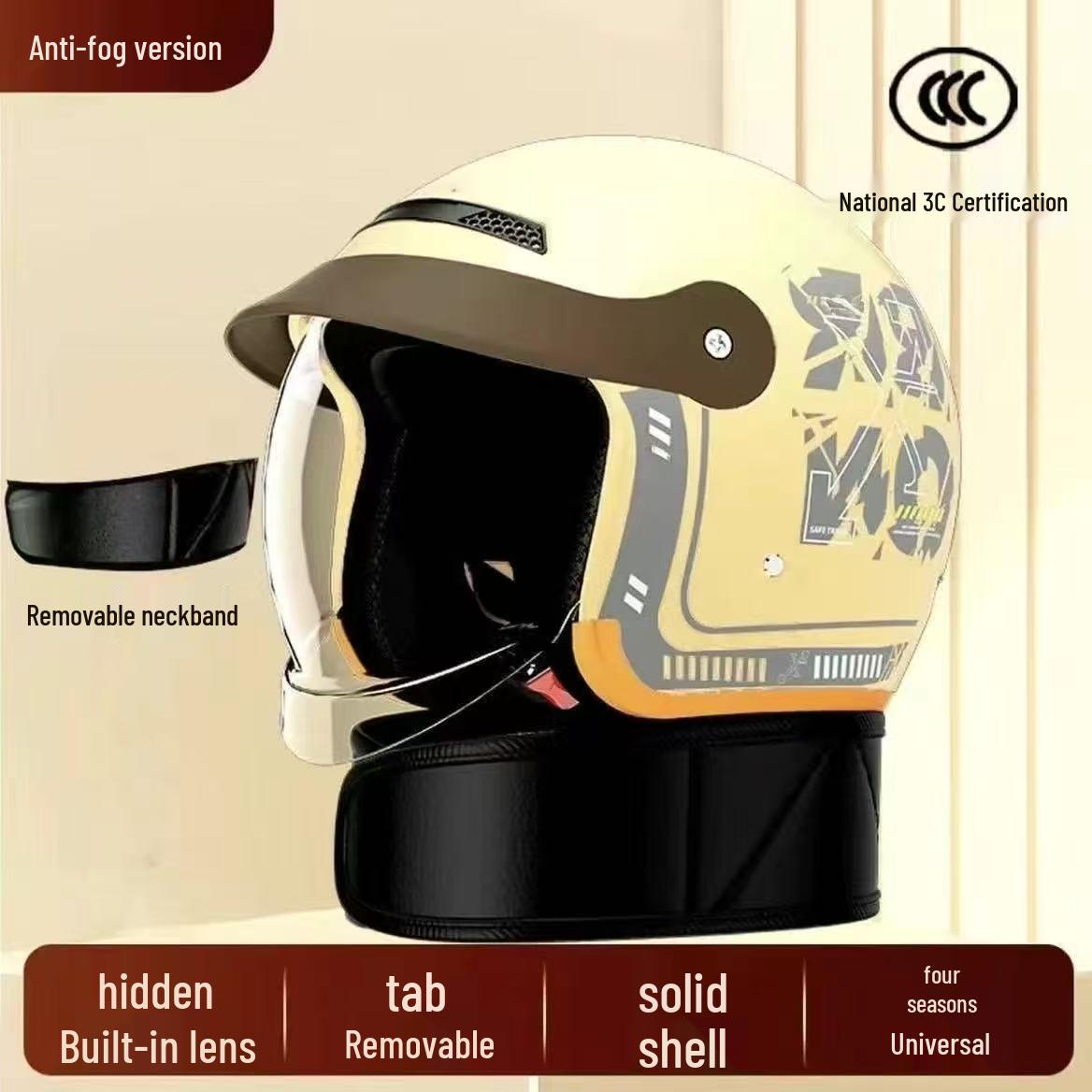 

3C Certified All-Season Electric Vehicle Helmet, Unisex Half Helmet, Warm Winter Safety, Anti-Fog