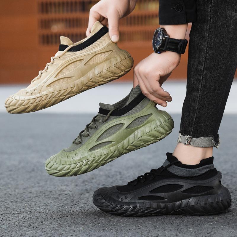 Flying woven men's shoes spring and summer breathable lazy shoes one pedal casual trendy shoes versatile outdoor men's leisure