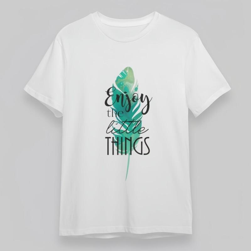 

Women s Classic T-Shirt Green Watercolor Feather Enjoy Things Oversize Tee 4XL