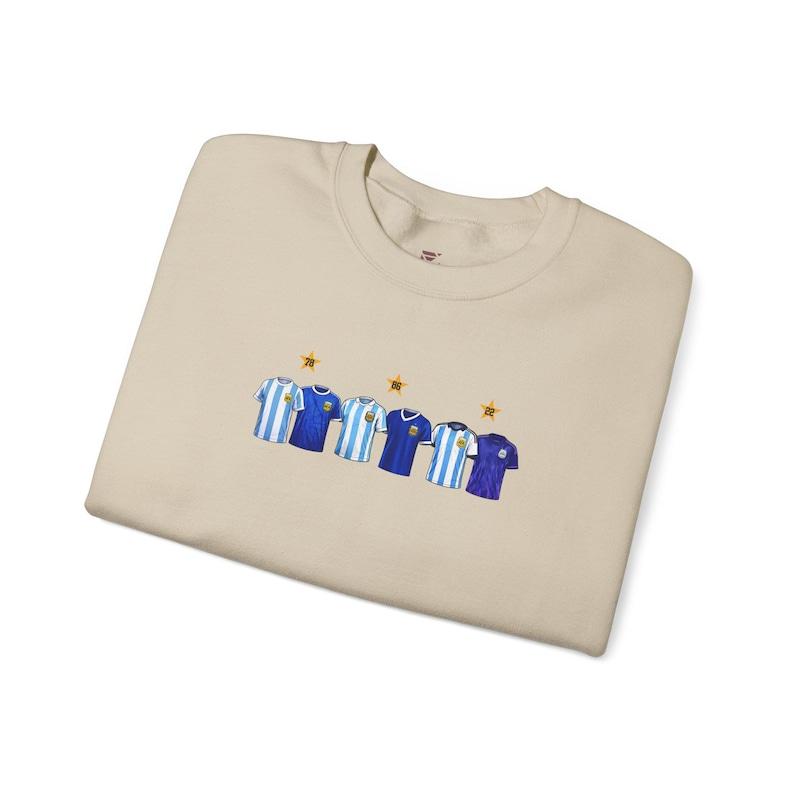 Argentina Three-Time World Champions Winners Jerseys | Printed Football Crewneck Sweatshirt | Inspired by Iconic Argentina Jerseys S