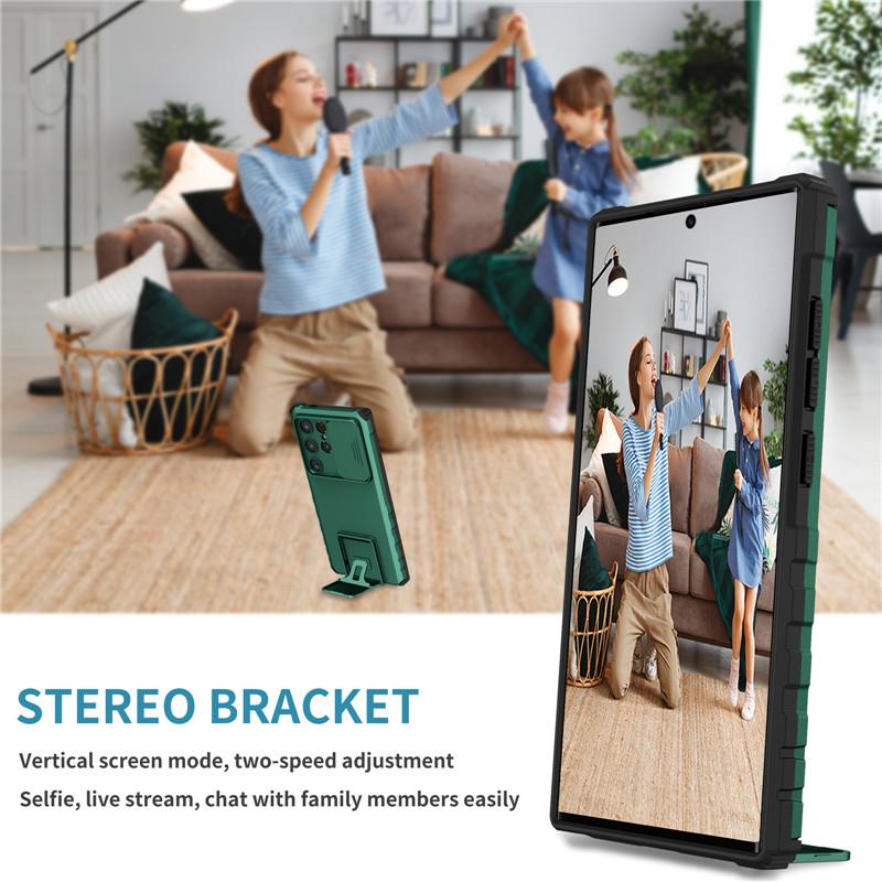 Rugged Armor Shockproof Phone Case for Samsung Galaxy S24 Plus S24 Ultra S 24 Camera Protection Holder Stand Back Cover