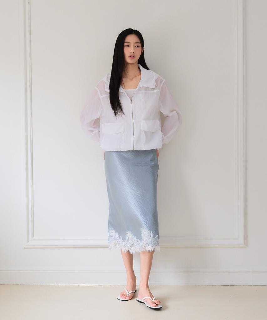 THEELO Soft Lace Midi Skirt (Light Blue)