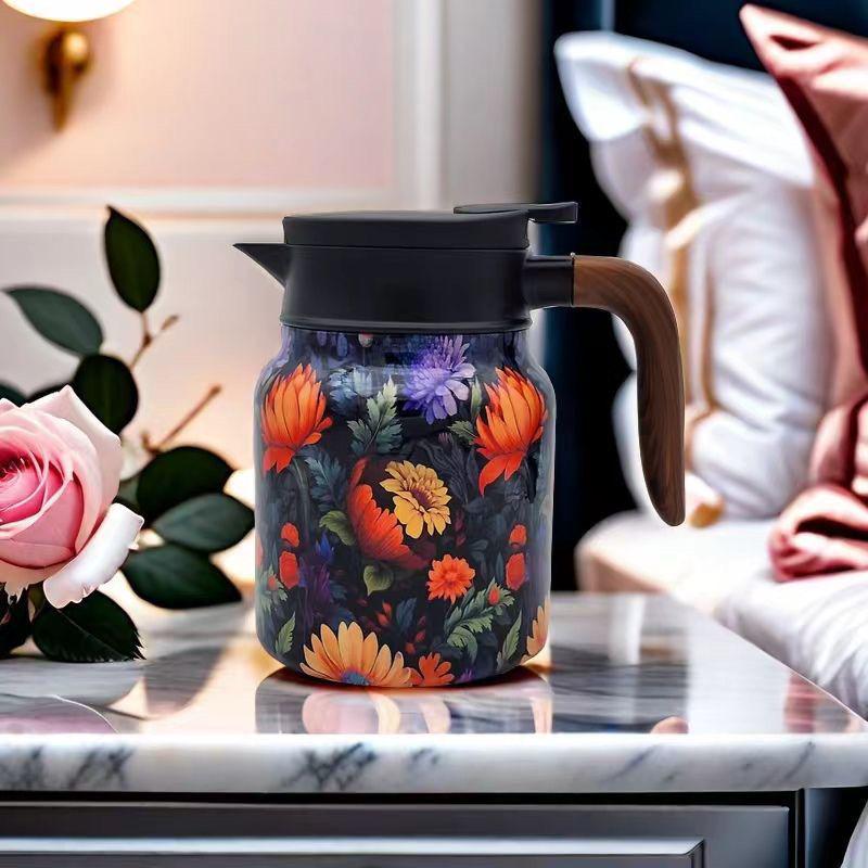 316 Stainless Steel Insulated Stewing Teapot with Tea and Water Separator, Large Capacity, Ideal for Home or Office.