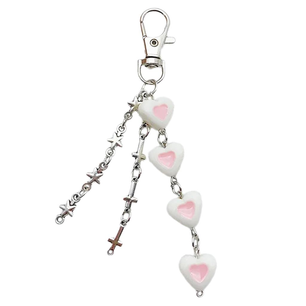 Eye Catching Phone Lanyard Bowknot Heart Cross Star Chain Pendant Keychain Colorful Beaded Keyring Bag Accessory