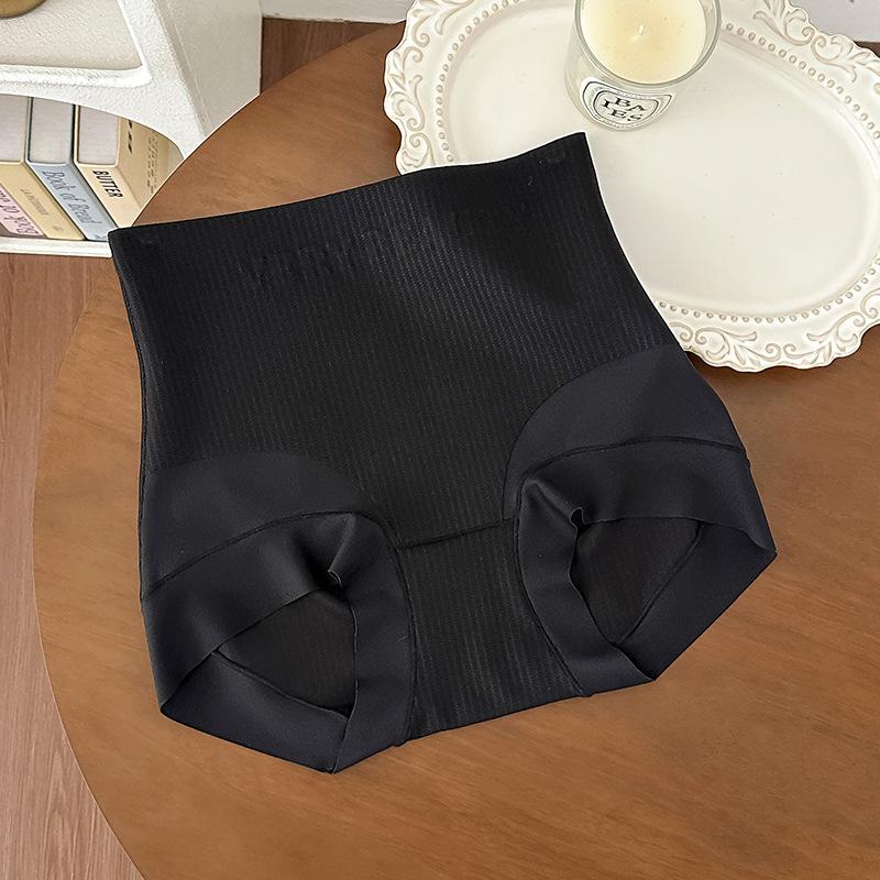 

Ladies Summer High Waist Light Belly Lift Hip No Trace Breathable 10A Antibacterial Briefs L чорний