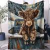 Süßes Hochlandrind Kunstpaket Schönes Paar Druck Fleece Decke Super Weich Warm für Erwachsene Reisen Büro Zuhause