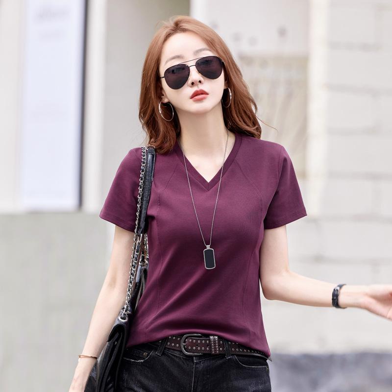 

Новинка этого лета — эластичная, утягивающая футболка из чистого хлопка с V-образным вырезом и короткими рукавами. Это повседневный, модный и универсальный топ с короткими рукавами. L красный