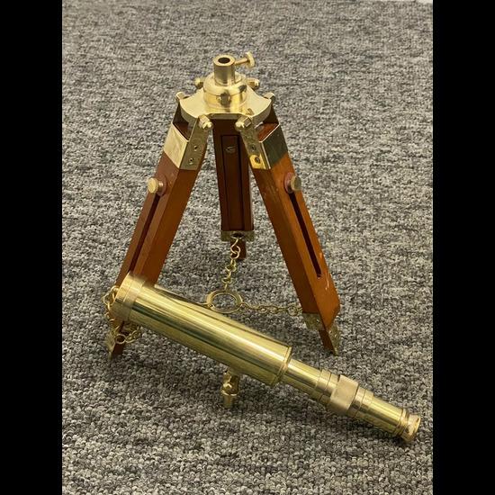 Teleskop mit Holzstativ Maritime Nautische Vintage Schreibtischdekoration