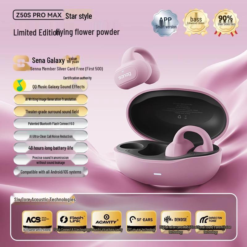 Sanag Z50 ProMax Bluetooth Air Conduction Sport Clip-on Wireless Earbuds