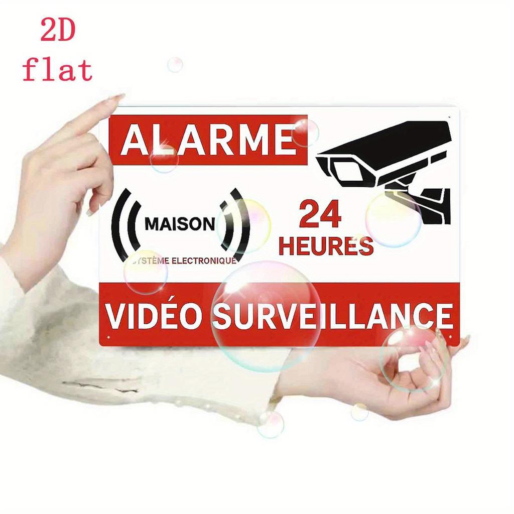 Винтажный французский знак охранной сигнализации ALARME MAISON SYSTME ELECTRONIQUE HEURES VIDO SURVEILLANCE с камерой видеонаблюдения Сигнал W