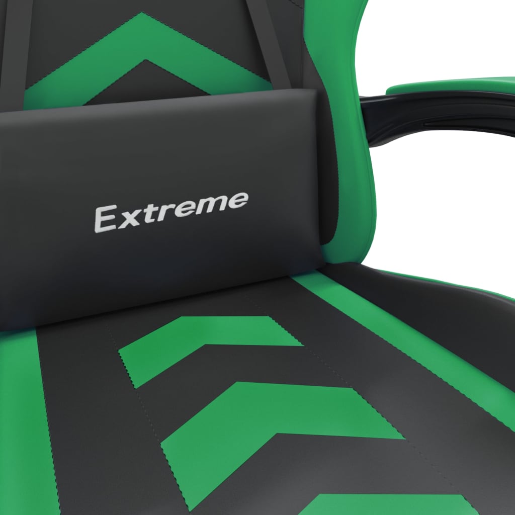 Gaming Chair Swivel Black and Green PU Leather