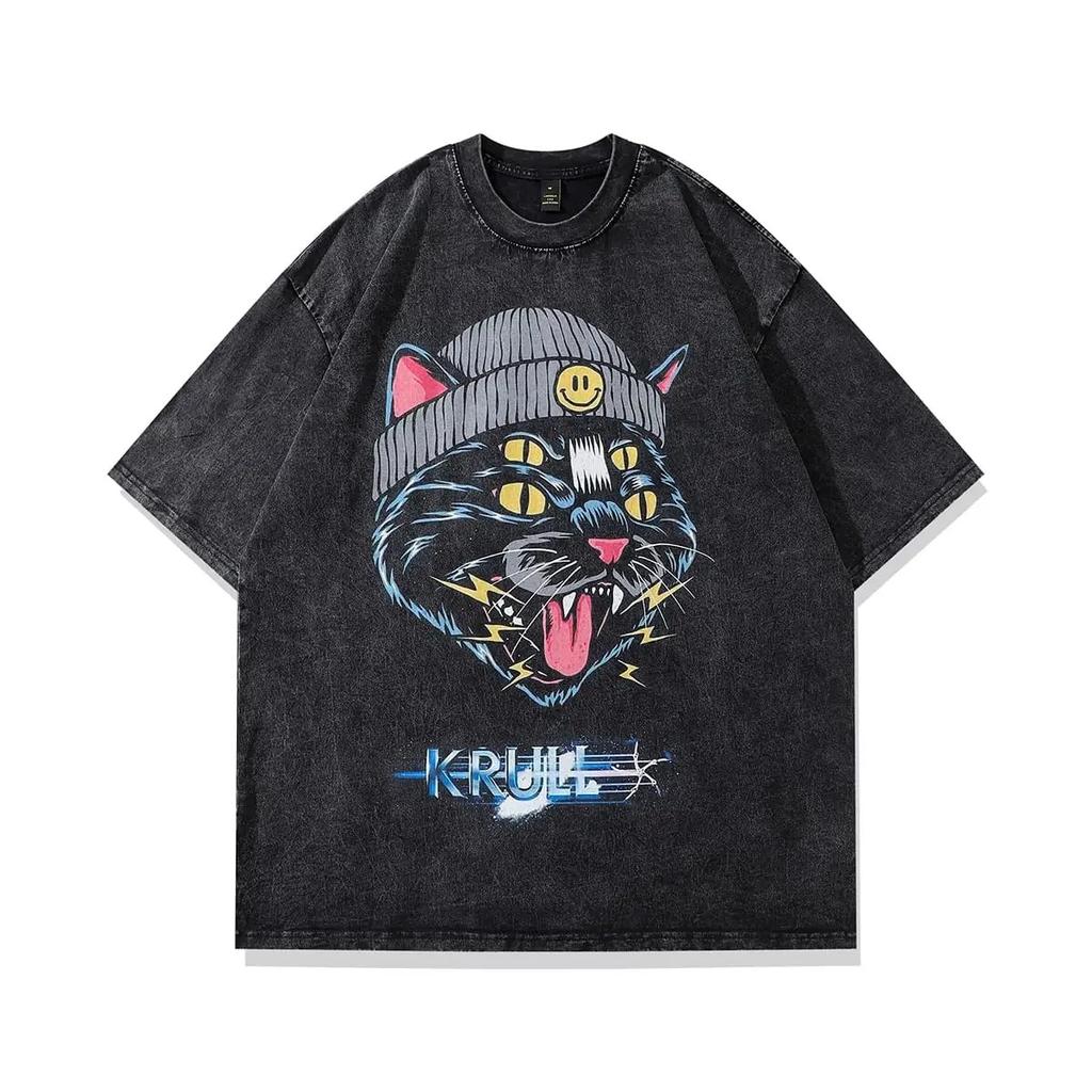 Summer Men Washed Vest Vintage T Shirt Gothic Tshirts Streetwear Punk Sleeveless Vest Top Y2k Short Sleeve Shirt