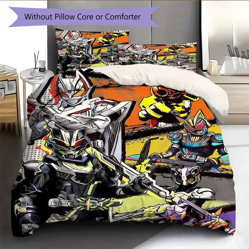 Rider CharactersPattern Bedding Quilt Set Home Decoration Gift (1 * duvet cover + 2 * pillowcase without core)