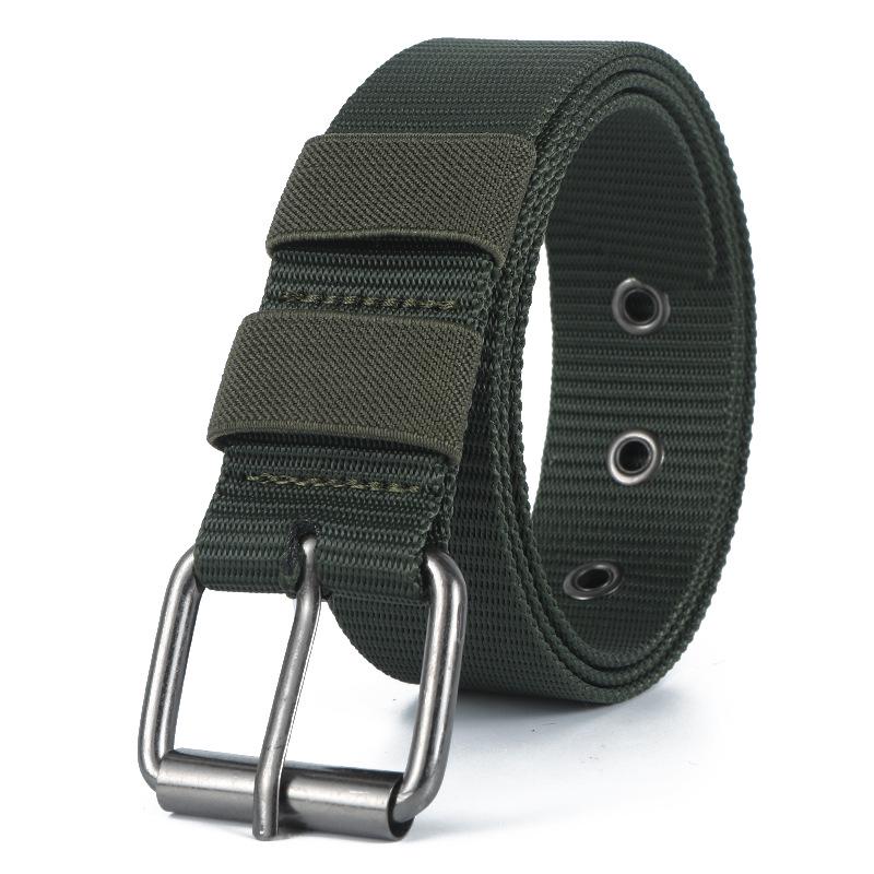 Men's Tactical Nylon Woven Belt with Full Eyelet Pin Buckle for Military Training.