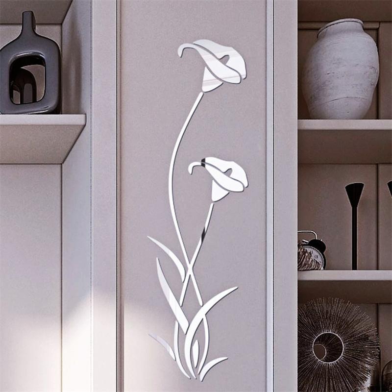 

Акриловая зеркальная настенная наклейка Floret Flower 3D DIY настенные украшения Наклейки на стену Отражающие зеркальные обои для домашнего декора Высококачественные аксессуары серебряный
