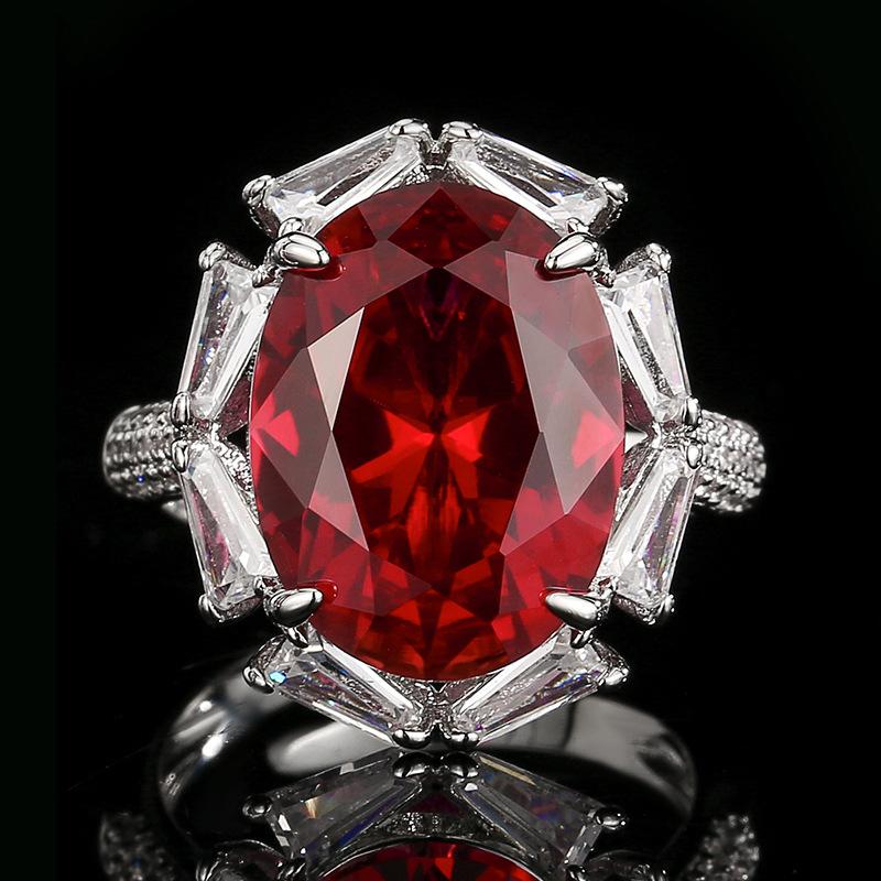 

Jewelry New Set Necklace Ring Earrings Color Treasure Red Corundum Luxury Retro Fashion Rose Women s Jewelry