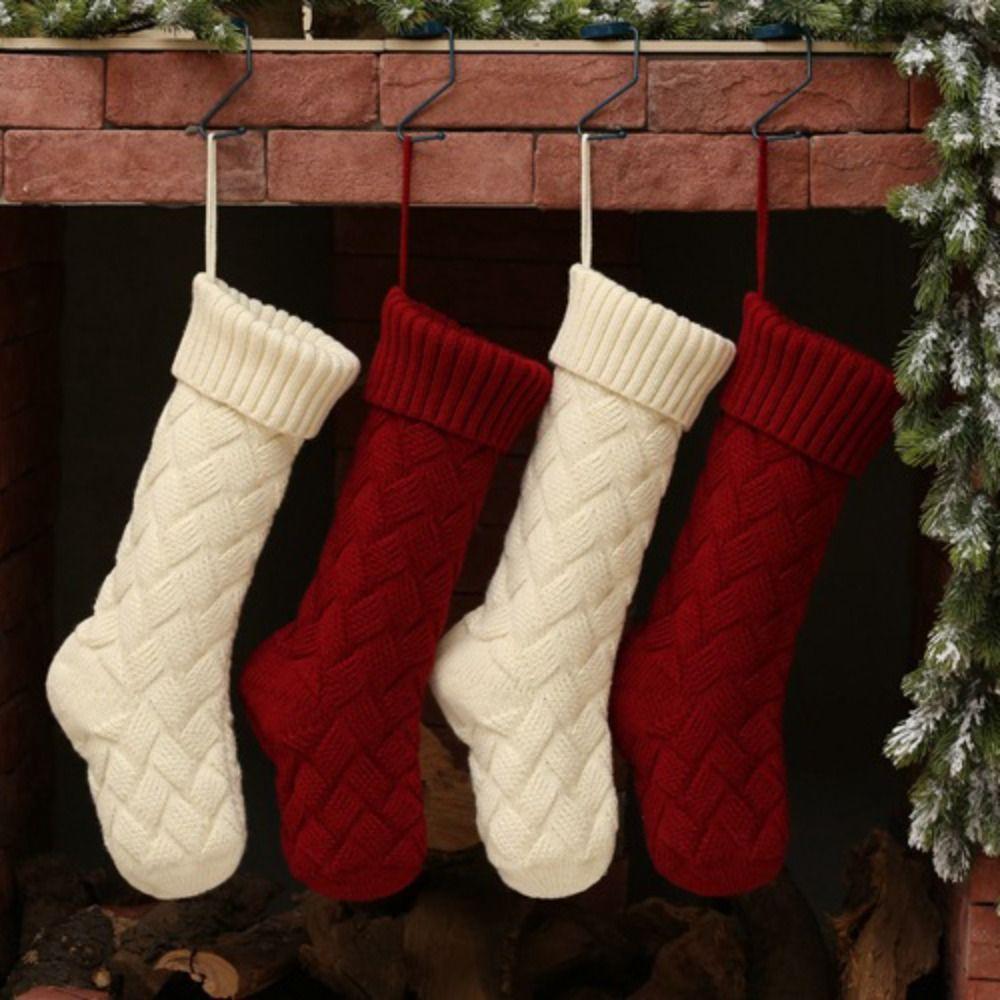 Hanging Knitted Christmas Stocking Large Size Gift Bag Christmas Gift Sock  Christmas Decor