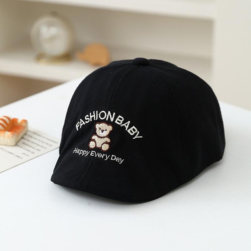 Cute Unisex Baby Cartoon Embroidery Beret - Korean Style Spring/Autumn Fashion Flat Cap
