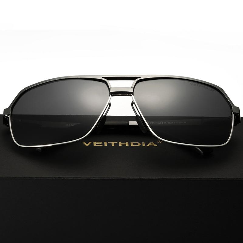 VEITHDIA Aluminum Magnesium Alloy Polarized Sunglasses Men Square Vintage Male Sun Glasses 6521