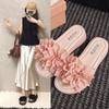 Internet celebrity slippers women wear summer French high sense 2025 new flower fairy thick bottom one word cool slippers