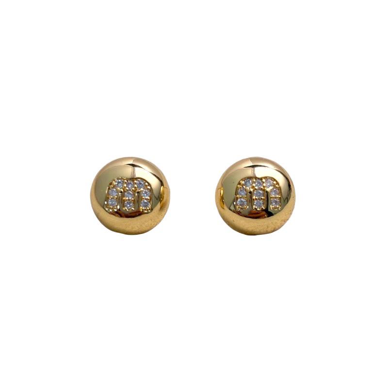 M Letter 18K Gold-Plated Zircon Earrings with Simple Luxury Style