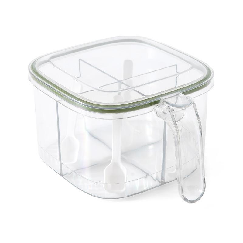 Four Compartment Kitchen Seasoning Box with Lid, Detachable and Washable for Solid Seasonings