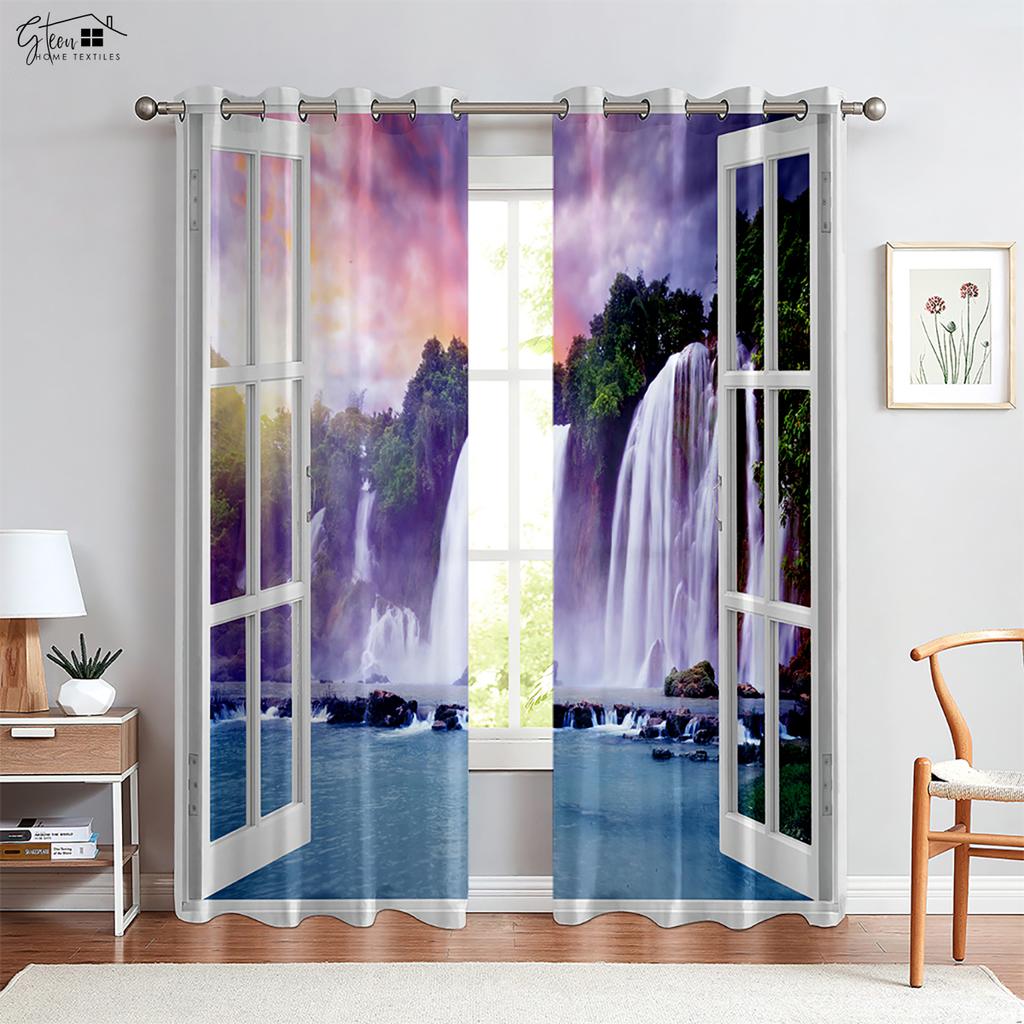 3D Printed Curtains For Seaside Sky Mediterranean Style Curtains Suitable For Bedroom Living Room Guest Room Decorative Curtains