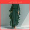 Chiffon Blouse And Nine Pants Suit For Women With Asymmetrical Design For Casual Summer Wear