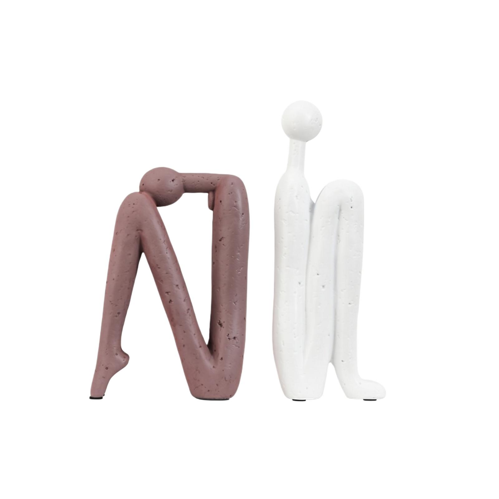 2PCS Creative Abstract Human Figure Bookends Modern Minimalist Home Office Desk Decoration Sculpture for Bookshelf Organization