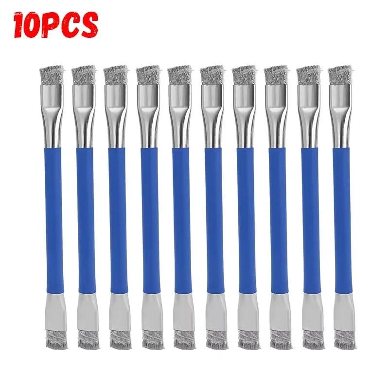 10/1PCS Kitchen Gas Stove Cleaning Brush Long Handle Double Ended Wire Brush Multi-functional Rust Grease Stain Cleaning Brush