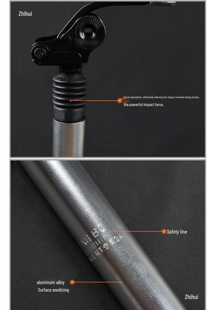 Aluminum Alloy Shock-Absorbing Seatpost for Electric Ride-Hailing Bikes, Fits 31.8/33.9mm