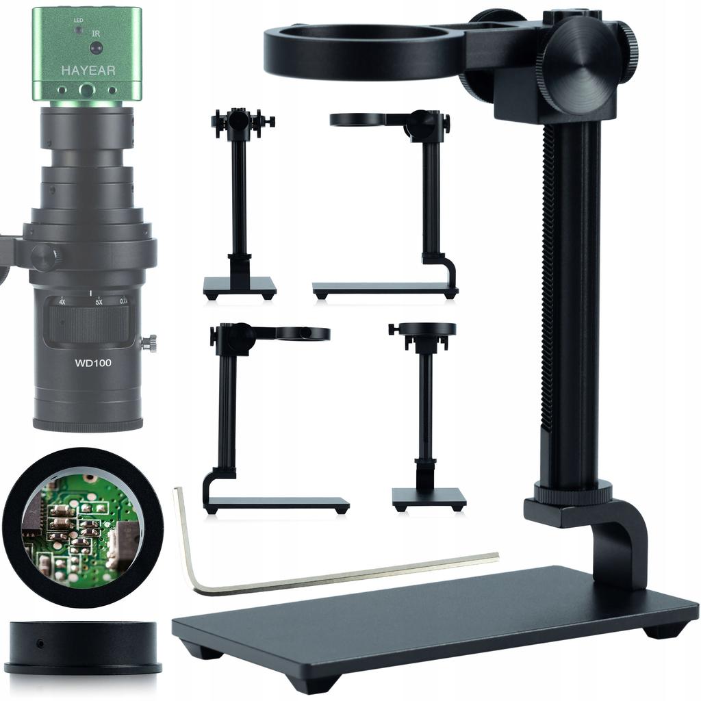 Rosfix Zestaw Do Mikroskopii Cyfrowej – Regulowany Wysięgnik ODM-180X 50mm | Aluminiowa Platforma 35mm | Kamera Crux PRO 5MP