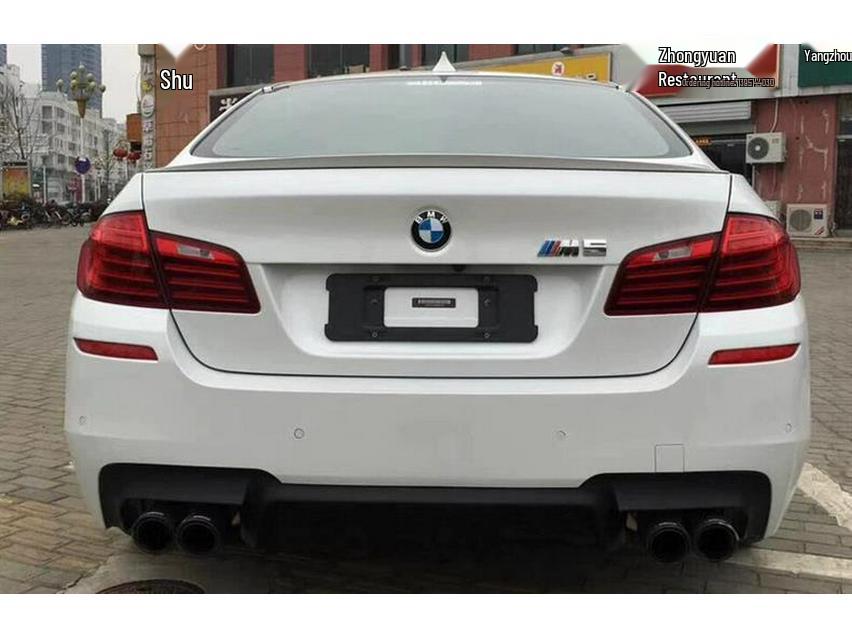 BMW 5 Series F10/F18 M5-Style Quad Exhaust Tailpipes, Stainless Steel & Carbon Fiber for 520, 525, 530li.