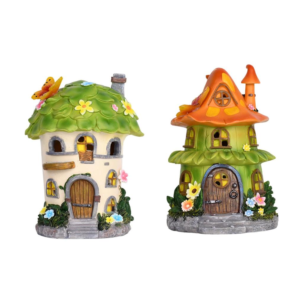 Garden Mushroom Statue Resin Sculpture Solar Sculpture for Home Lawn Patio