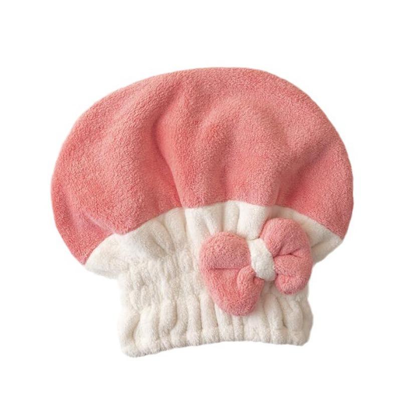 Match Color Dry Hair Hat Women Absorbent Quick Dry Wipe Hair Towel Head Two-color Lovely Shower Cap Coral Velvet Hair Cap