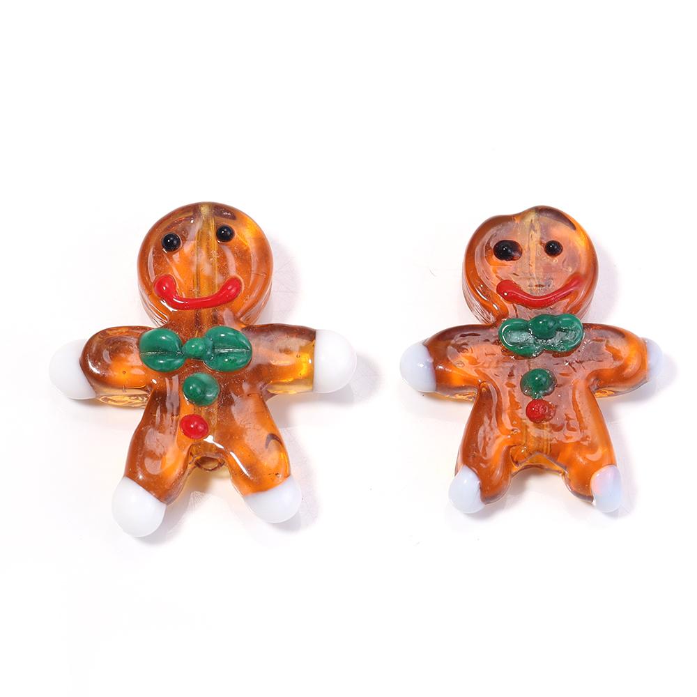 2pcs/lot Christmas Series Lampwork Beads Cute Santa Claus Snowman Xmas Tree Loose Glass Beads For DIY Jewelry Making Accessories