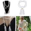Imitation Pearls Bead Necklace Tassels Choker Elegant Fringes Neckchain Fashion Accessory for Sweaters and Waist