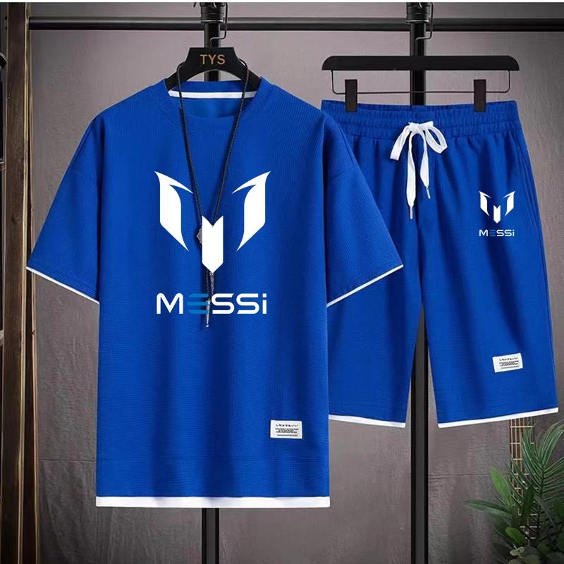 men's T-shirt and shorts set, summer sportswear, loose fitting T-shirt, 2 pieces