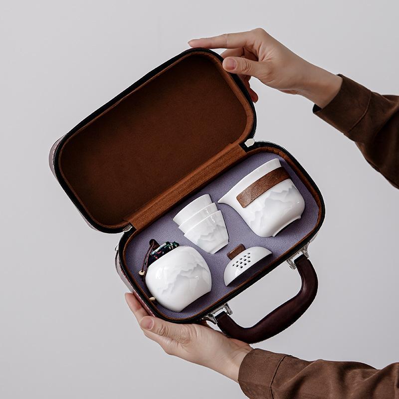 

Дорожный набор для кунг-фу чая для улицы, белый фарфор, портативная экспресс-чашка, набор чайных чашек, простой бытовой бизнес-подарок