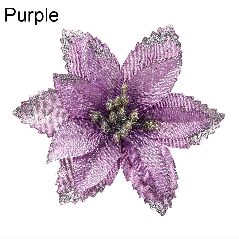 Gold Powder Glitter Home Xmas Ornaments Christmas Tree Decorations Christmas Flowers Fake Flowers