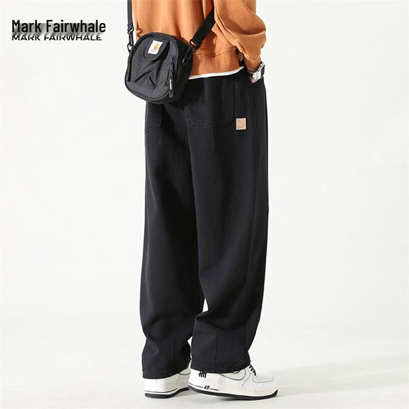 MARK FAIRWHALE Men's Winter American Casual Loose Wide-Leg Long Pants