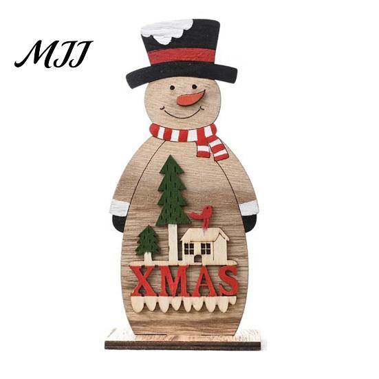 Holiday Desktop Decorations Nordic Style Wooden Christmas Ornaments, Cute Santa Claus/Snowman/Reindeer Window Display Props Figurine for