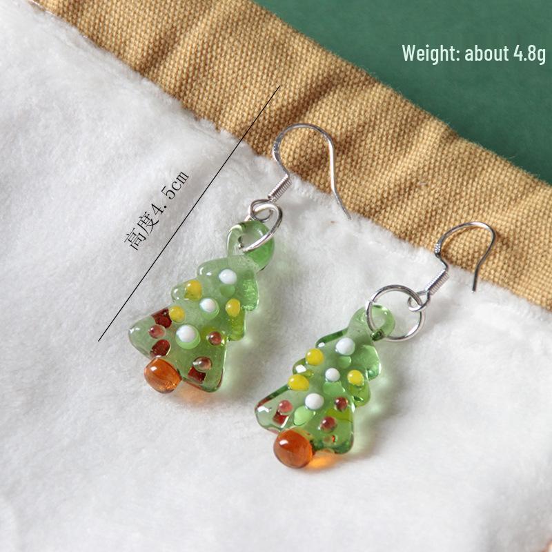 

Набор серебряных серег и ожерелья из муранского стекла Рождественская елка