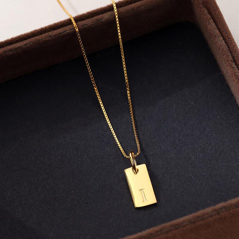 Banyan Tree Sterling Silver Square Letter Pendant Necklace