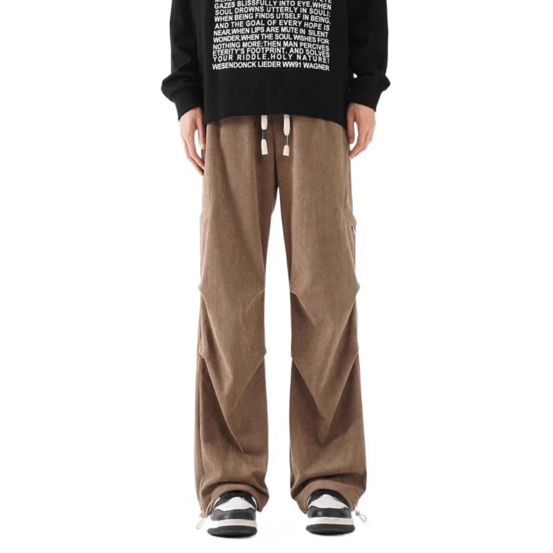 Men's Retro Wide-Leg Cargo Pants - Trendy, Loose, Straight-Leg Design for Spring/Autumn 2025