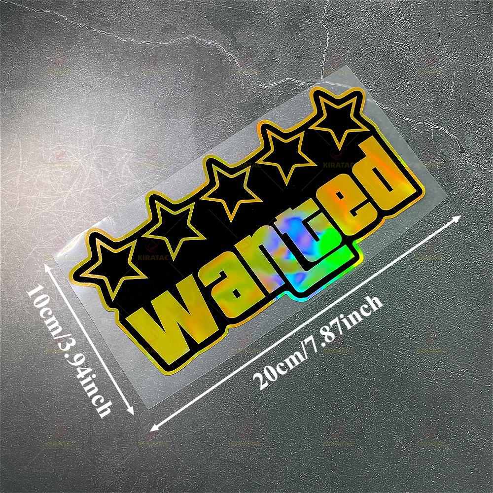 Gold WANTED Motorcycle Sticker for Motorcycle Fuel Tank Tailbox Fairing Car Trunk Scooters Waterproof Universal Vinyl Decals