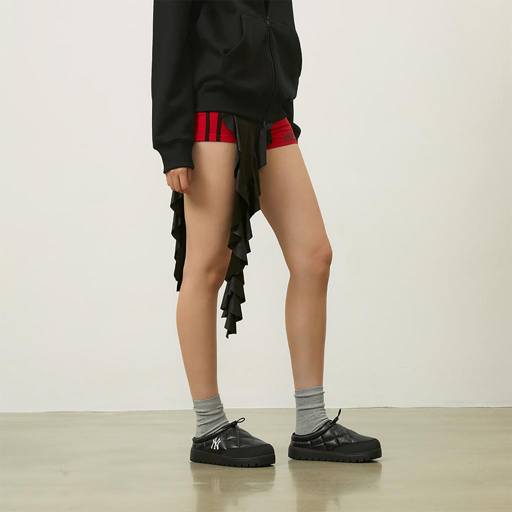 MLB New York Yankees Abrasion-Resistant Slip-Resistant Vintage Diamond Pattern Embossed Cotton Mules Unisex Black Sneakers 3AWBQWM46-50BKS