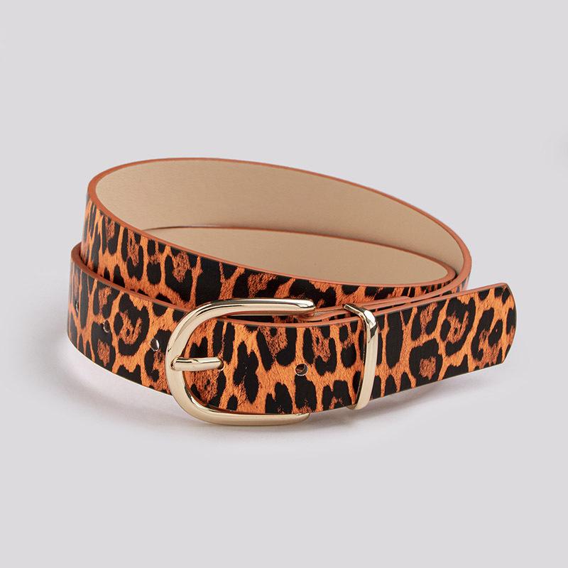 Simple and Versatile Young Candy Belt Leopard Print Flat Women's Fashion Belt